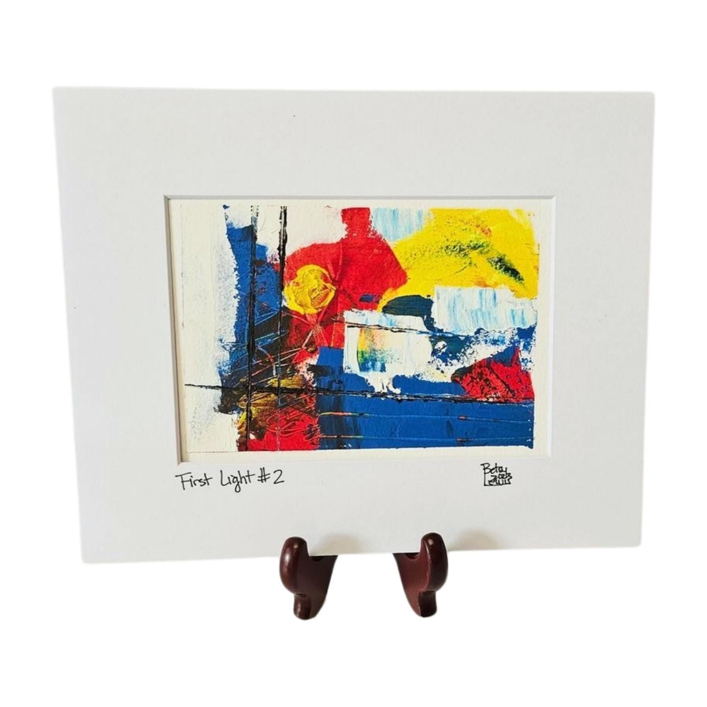 Original Painting, blue abstract wall art, First Light No. 2, small horizontal wall art