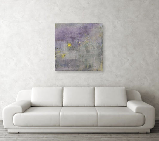Abstract Purple Floral Wall Art Decor, Traditional, Contemporary, Modern Home Decor, Yellow Flower Fine Art Print