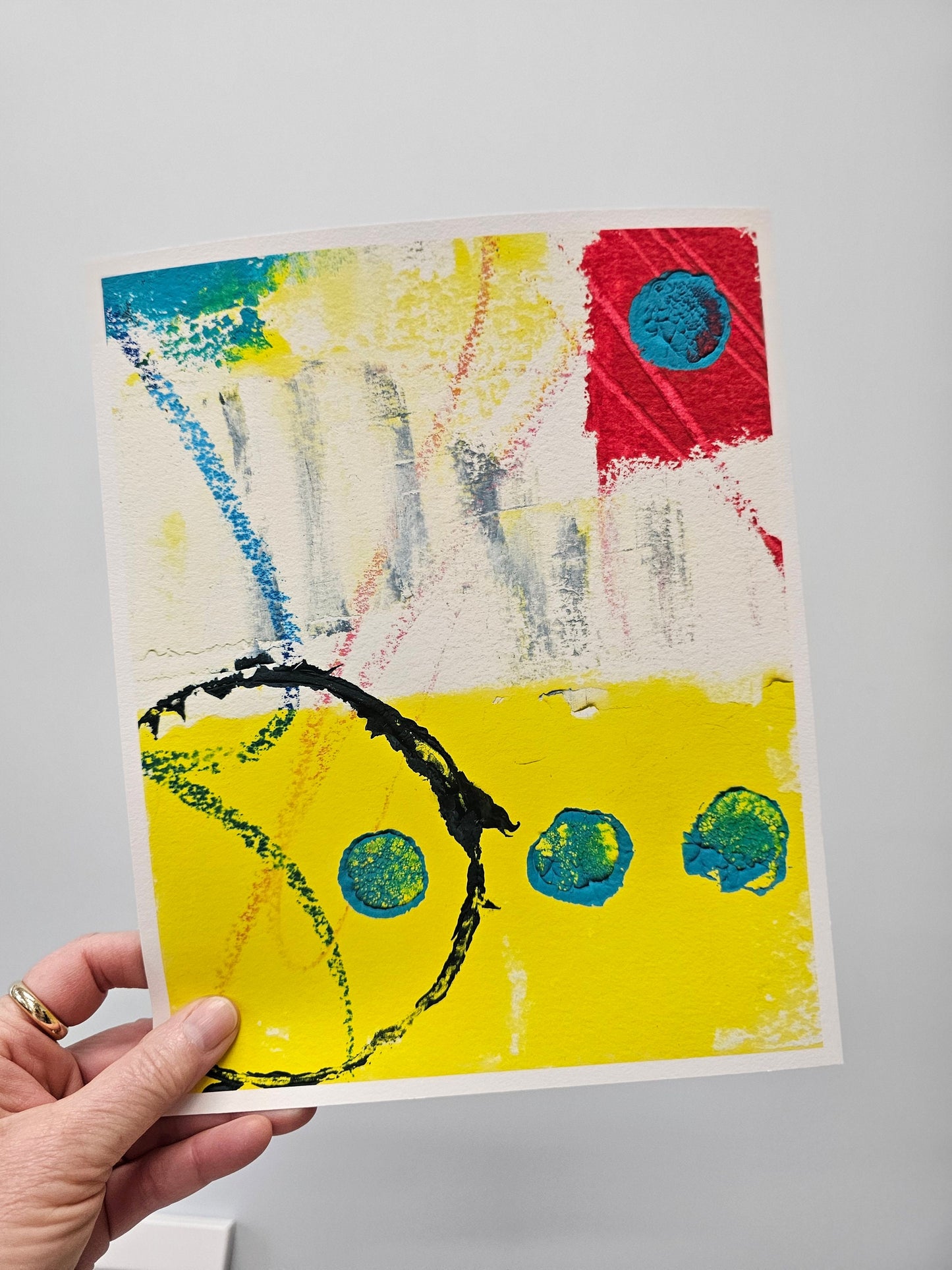 Abstract Wall Art, Yellow, Blue, Red, Funky Abstract Wall Art, Bold Abstract Art, Modern Contemporary Art for Your Walls, Discus School No 3