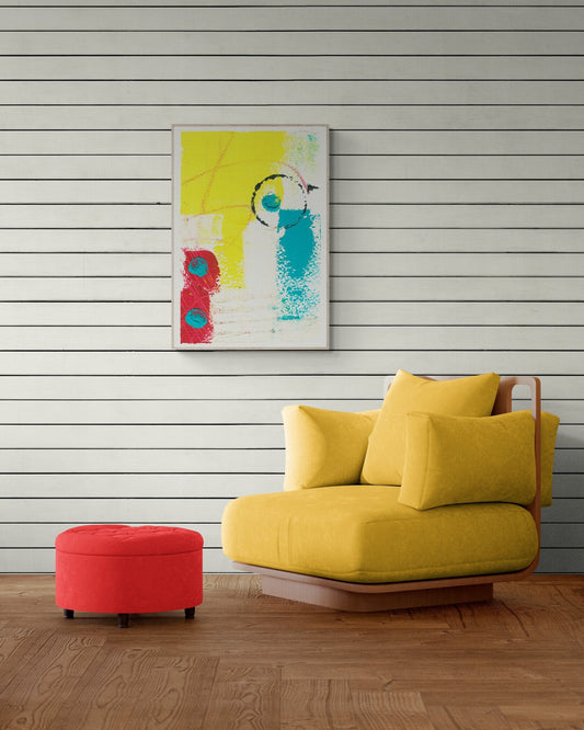 Abstract Wall Art, Yellow, Blue, Red, Funky Abstract Wall Art, Bold Abstract Art, Modern Contemporary Art for Your Walls, Discus School No 1