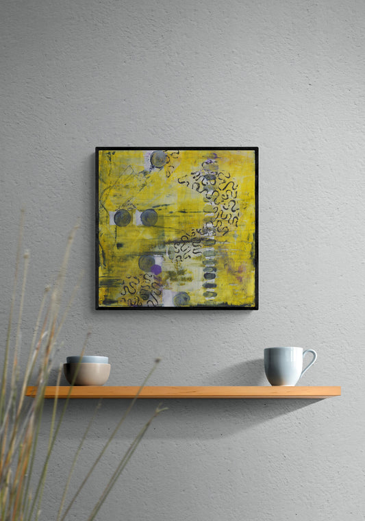Abstract impressionism floral, flower, spring flowers wall art, square art, fine art print, purple, gold, navy blue