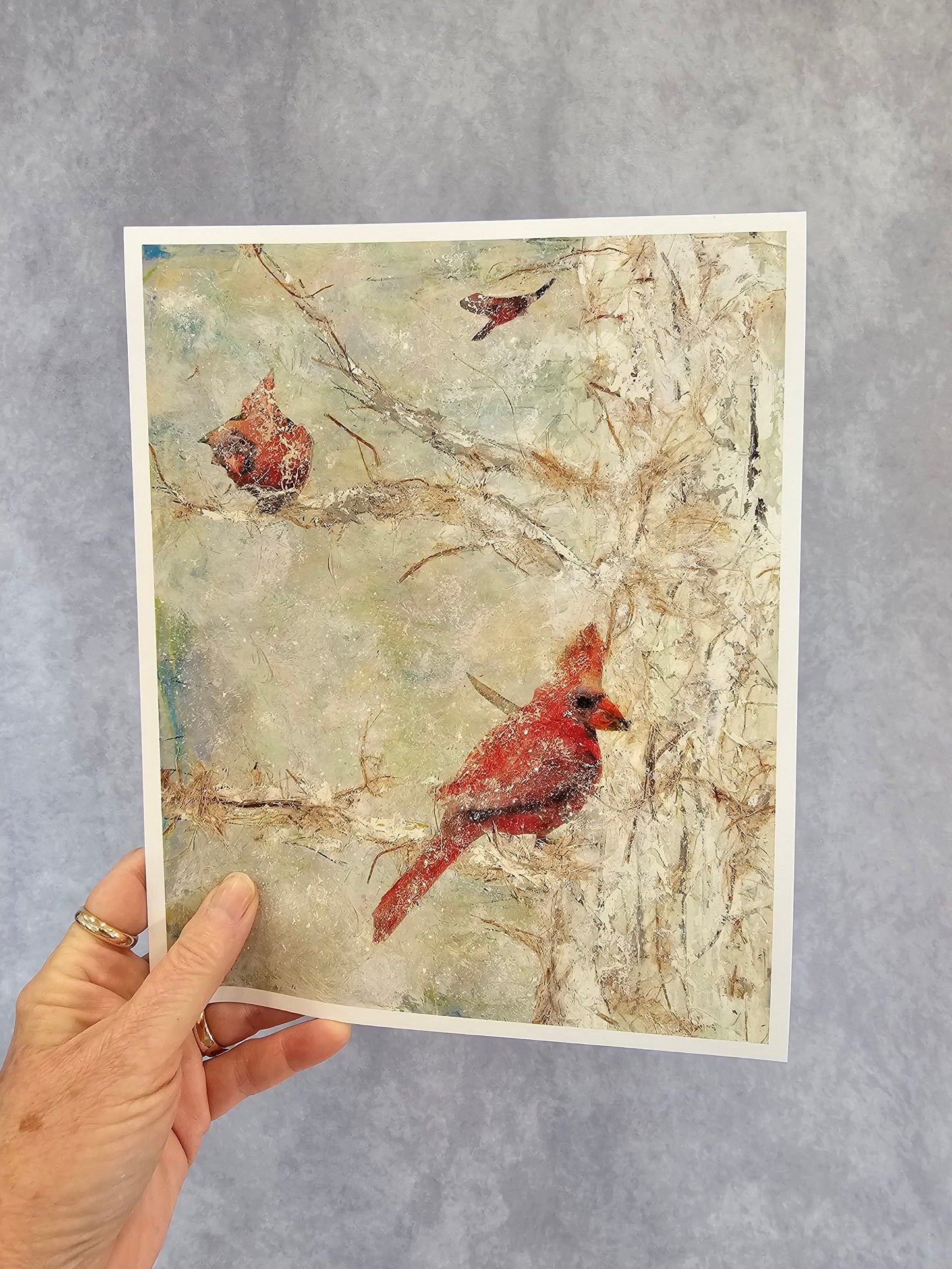 Red Cardinals, Cardinal Wall Art, Winter Birds, 3 Red Cardinals, Bird Wall Art, Bird Print, Cardinal Blessings Fine Art Print