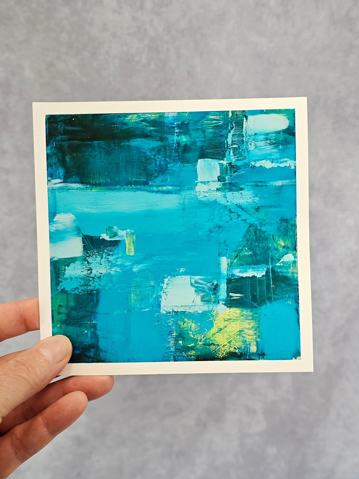 Abstract Blue Bold Geometric Wall Art, Square Art, Blue Yellow Fine Art Print, Spillway