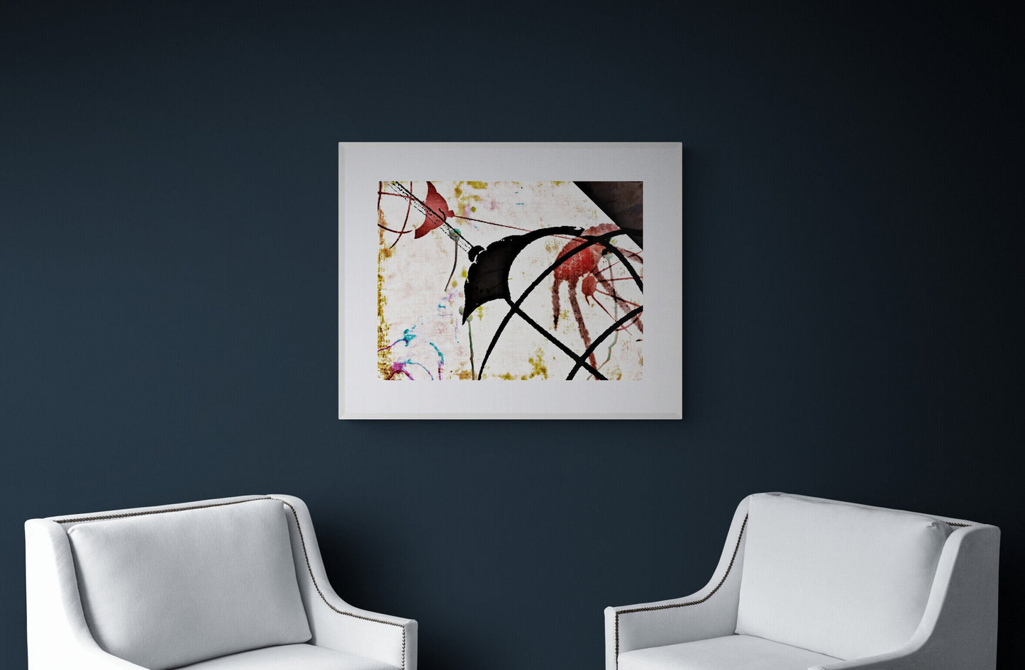 Abstract photo wall art, red black white abstract art
