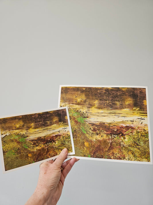 Vista prehistoric looking landscape with birds, horizontal wall art