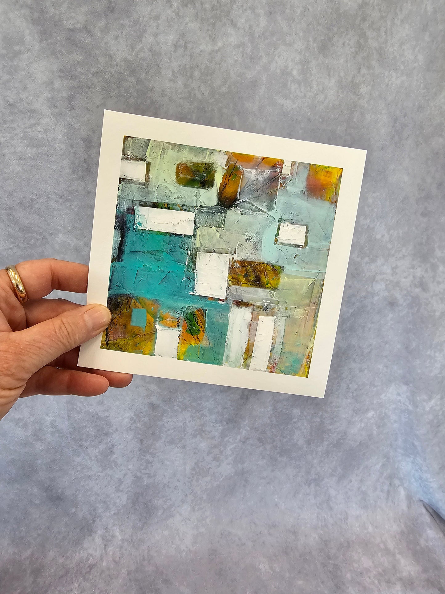 Abstract Fine Art Print, Abstract Wall Art, Blue Wall Art, Geometric Print, Turquoise White Art, Square Art Print, Contemporary Art