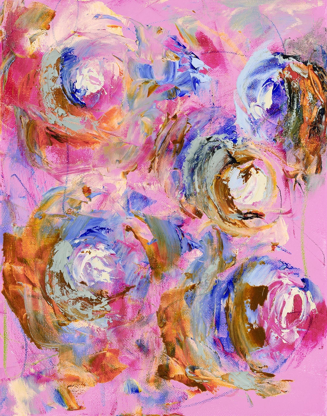 Abstract Floral Wall Art, Abstract Roses Art, Pink Rose Abstract, Flowers, Abstract Floral, Select a Size