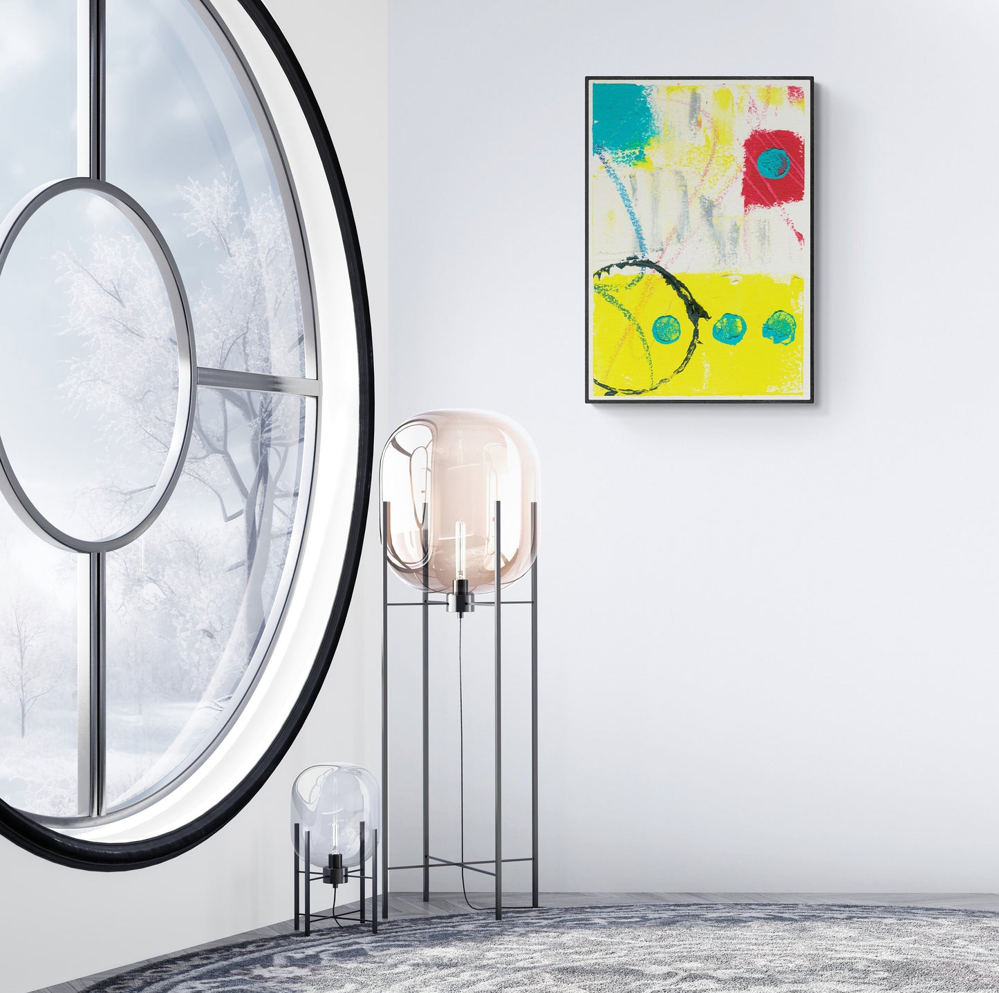 Abstract Wall Art, Yellow, Blue, Red, Funky Abstract Wall Art, Bold Abstract Art, Modern Contemporary Art for Your Walls, Discus School No 3