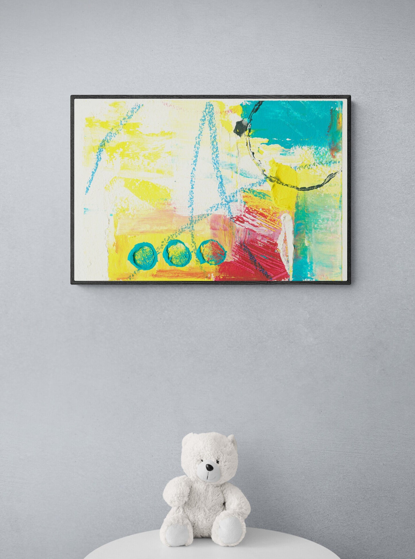 Abstract Wall Art, Yellow, Blue, Red, Funky Abstract Wall Art, Bold Abstract Art, Modern Contemporary Art for Your Walls, Discus School No 2