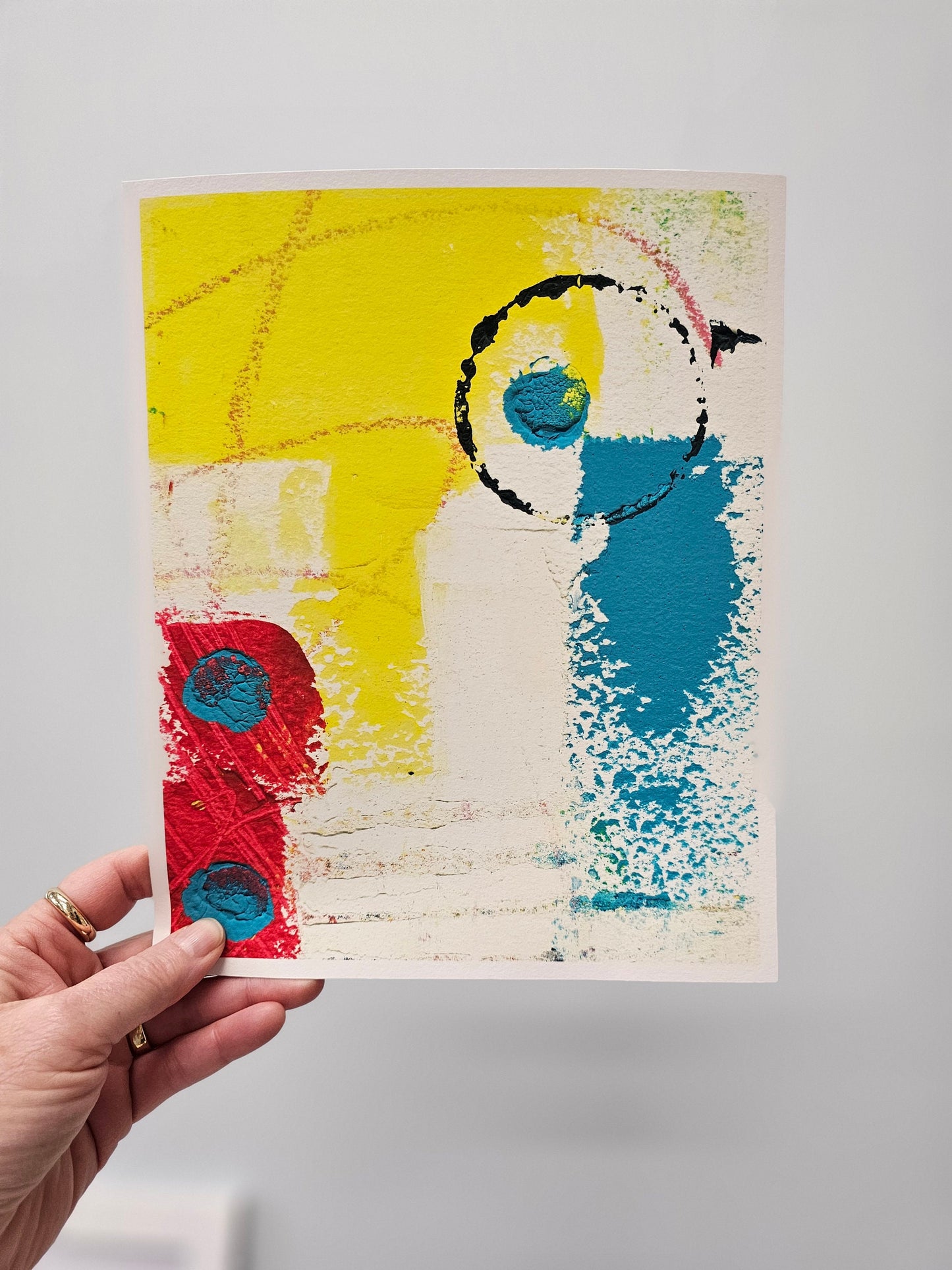 Abstract Wall Art, Yellow, Blue, Red, Funky Abstract Wall Art, Bold Abstract Art, Modern Contemporary Art for Your Walls, Discus School No 1