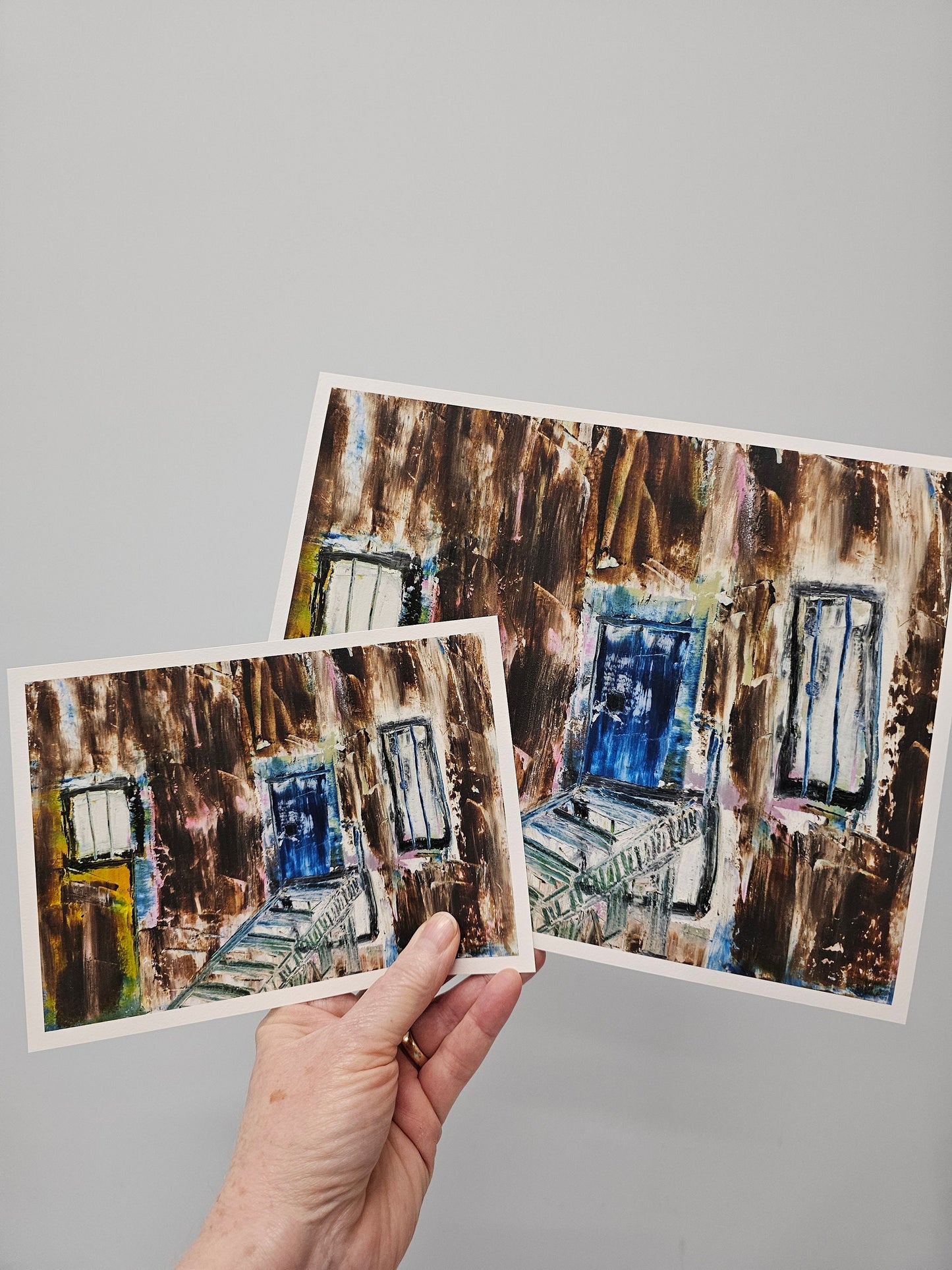 Rustic Western Ghost Town Wall Art from Original Painting, Brown, Blue, Cream, Horizontal Wall Art, No. 3