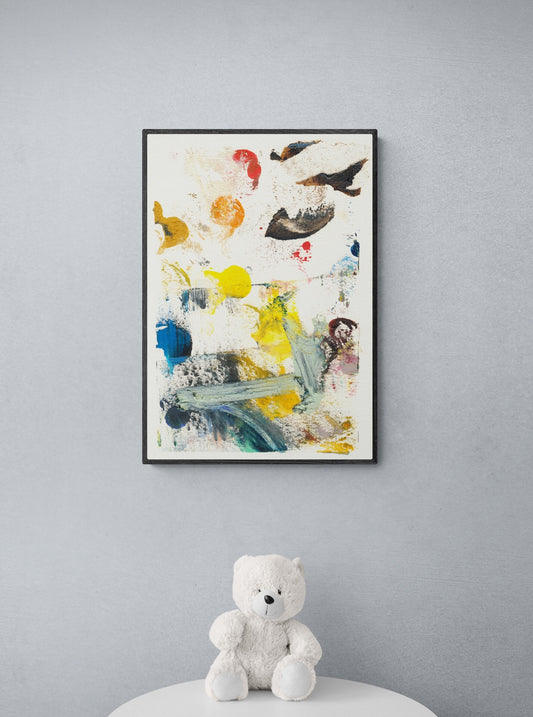 Abstract Wall Art, Sea School No 3, Abstract Fish Art, Vertical Wall Art Print, Colorful Abstract Wall Art Print From Original Painting