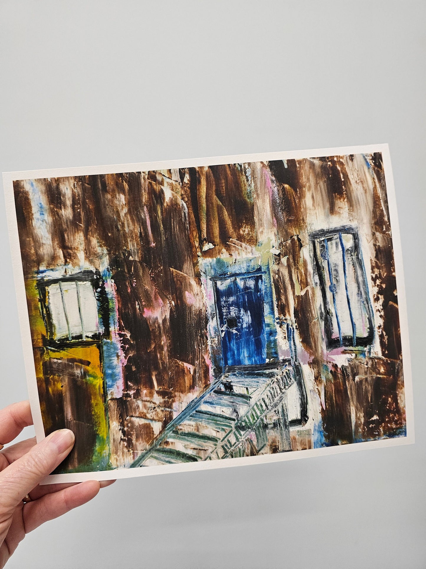 Rustic Western Ghost Town Wall Art from Original Painting, Brown, Blue, Cream, Horizontal Wall Art, No. 3