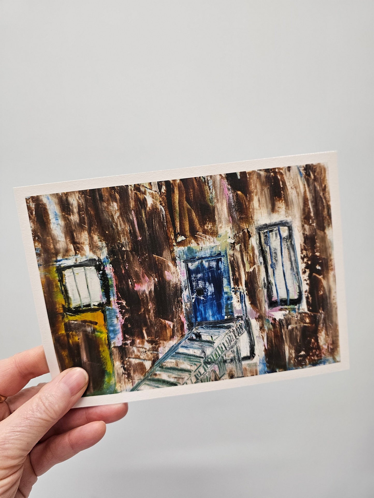 Rustic Western Ghost Town Wall Art from Original Painting, Brown, Blue, Cream, Horizontal Wall Art, No. 3