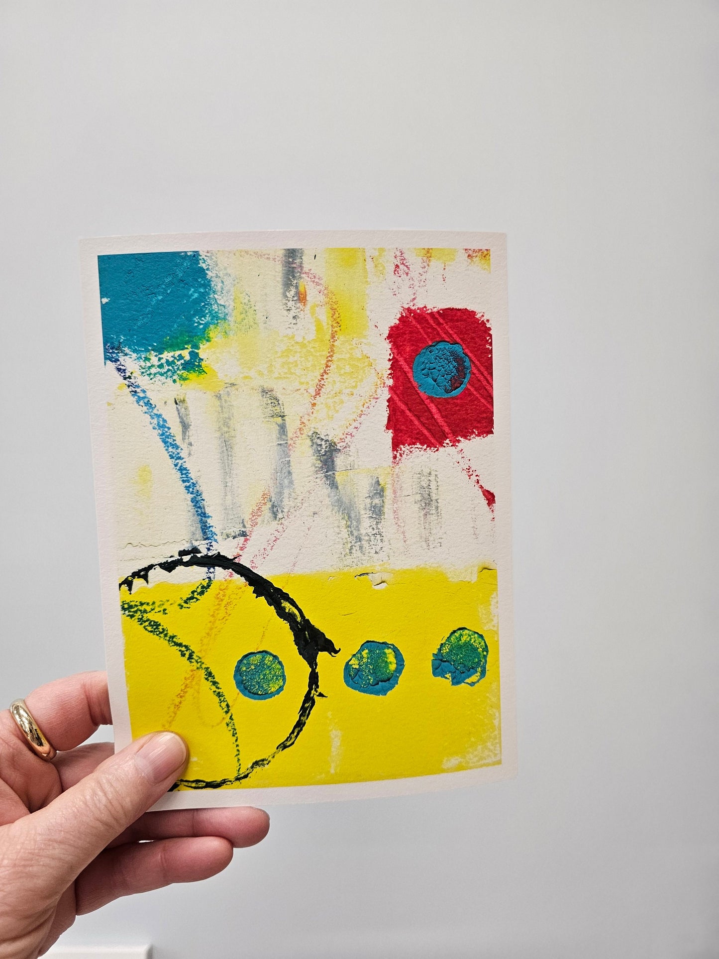 Abstract Wall Art, Yellow, Blue, Red, Funky Abstract Wall Art, Bold Abstract Art, Modern Contemporary Art for Your Walls, Discus School No 3