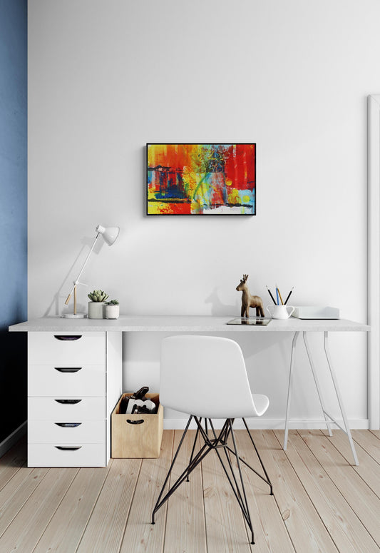 Abstract Wall Art, Red, Yellow, Blue, The El Train No 3, Abstract Wall Art, Bold Abstract Art, Modern Contemporary Art for Your Walls