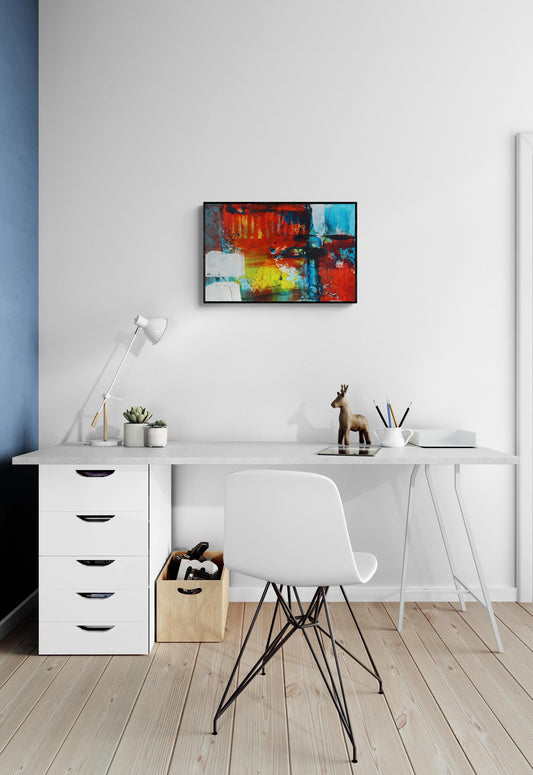 Abstract Wall Art, Red, Yellow, Blue, The El Train No 4, Abstract Wall Art, Bold Abstract Art, Modern Contemporary Art for Your Walls