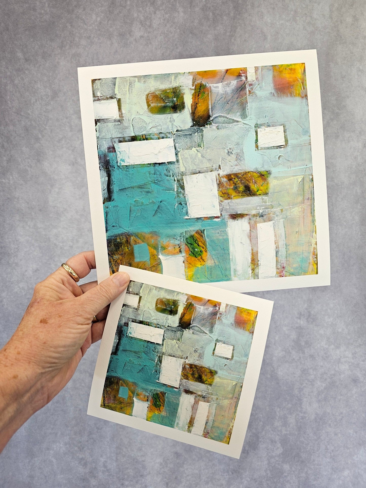Abstract Fine Art Print, Abstract Wall Art, Blue Wall Art, Geometric Print, Turquoise White Art, Square Art Print, Contemporary Art