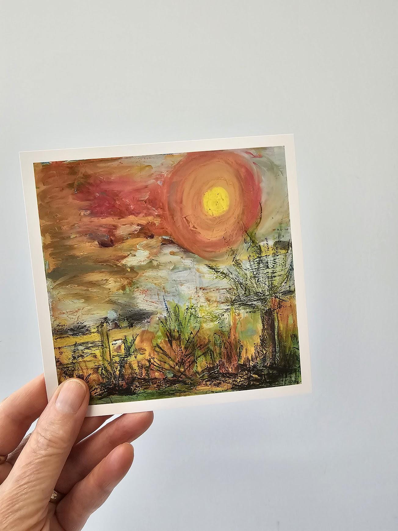 abstract mixed media square wall art print, orange, yellow, Twisted Alabama