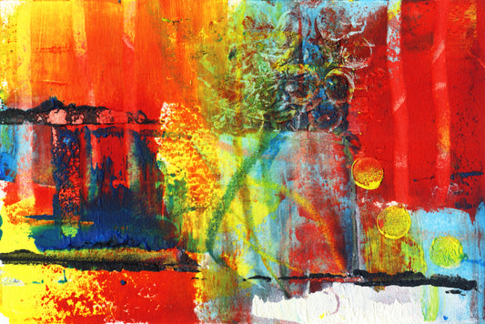 The El Train No. 3 Original Painting, red abstract wall art