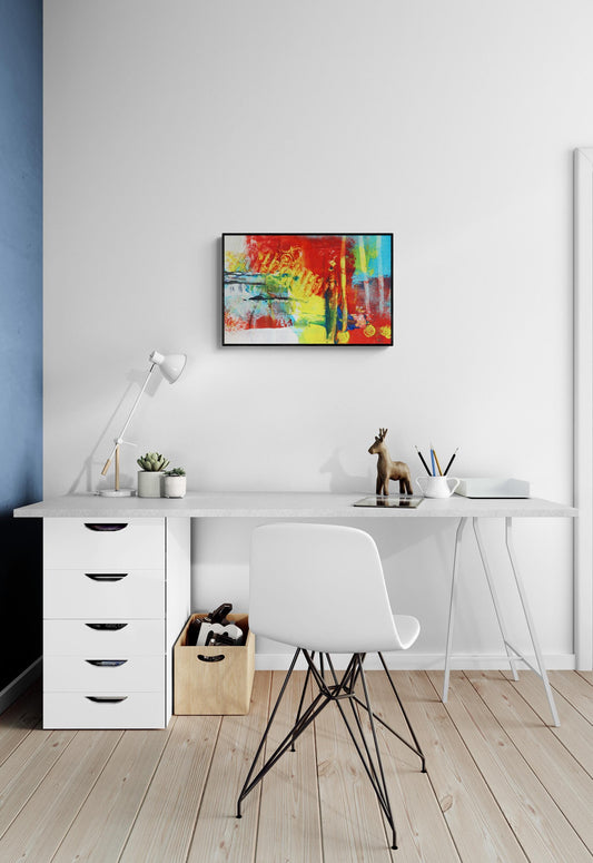 Abstract Wall Art, Red, Yellow, Blue, The El Train No 2, Abstract Wall Art, Bold Abstract Art, Modern Contemporary Art for Your Walls