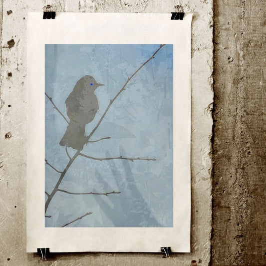 Winter solstice bird, blues, surrealism, surrealistic art, fantasy art, bird art, surreal photography, surrealist wall art, bird wall art