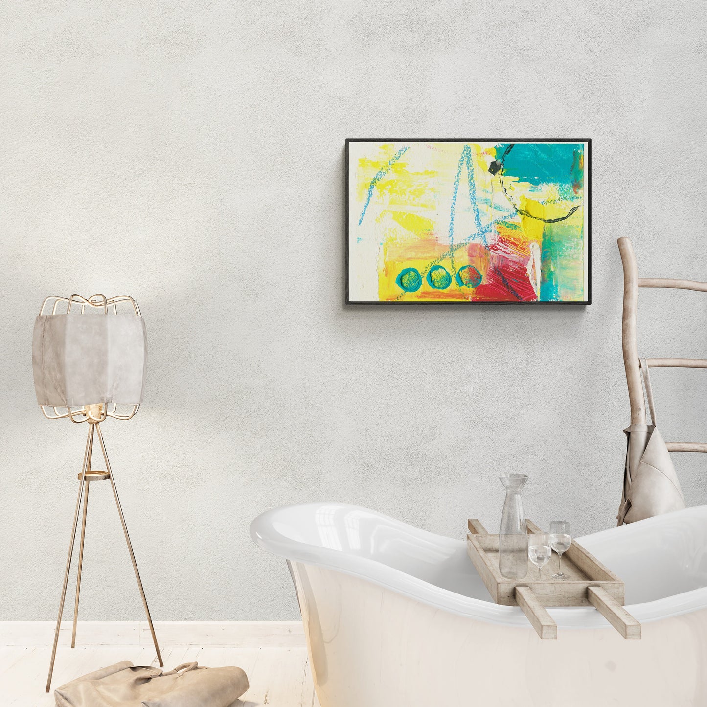 Abstract Wall Art, Yellow, Blue, Red, Funky Abstract Wall Art, Bold Abstract Art, Modern Contemporary Art for Your Walls, Discus School No 2