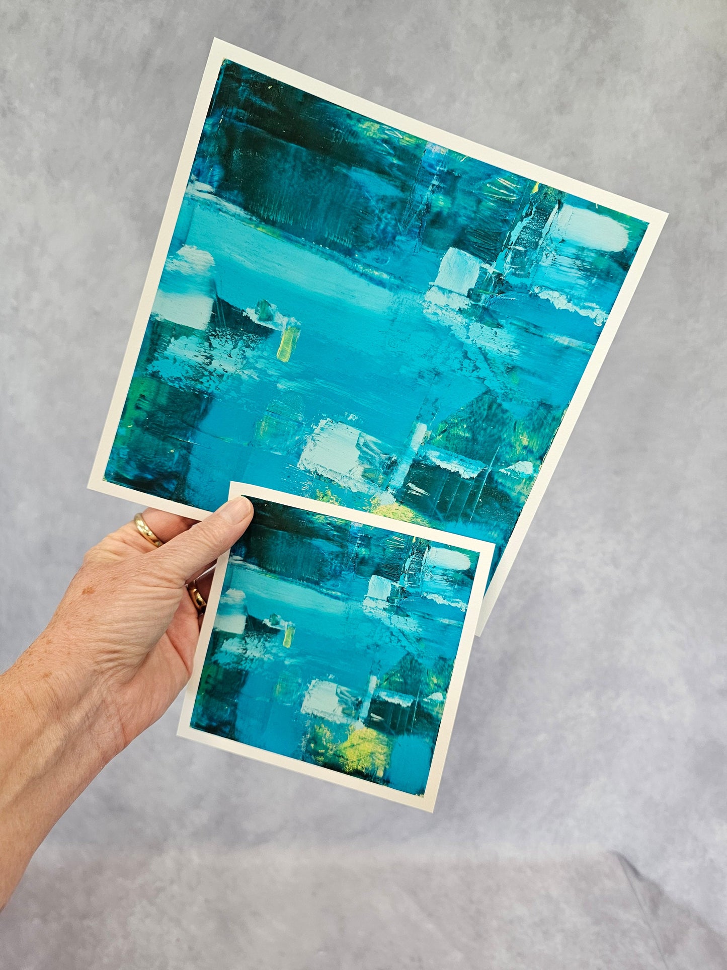 Abstract Blue Bold Geometric Wall Art, Square Art, Blue Yellow Fine Art Print, Spillway