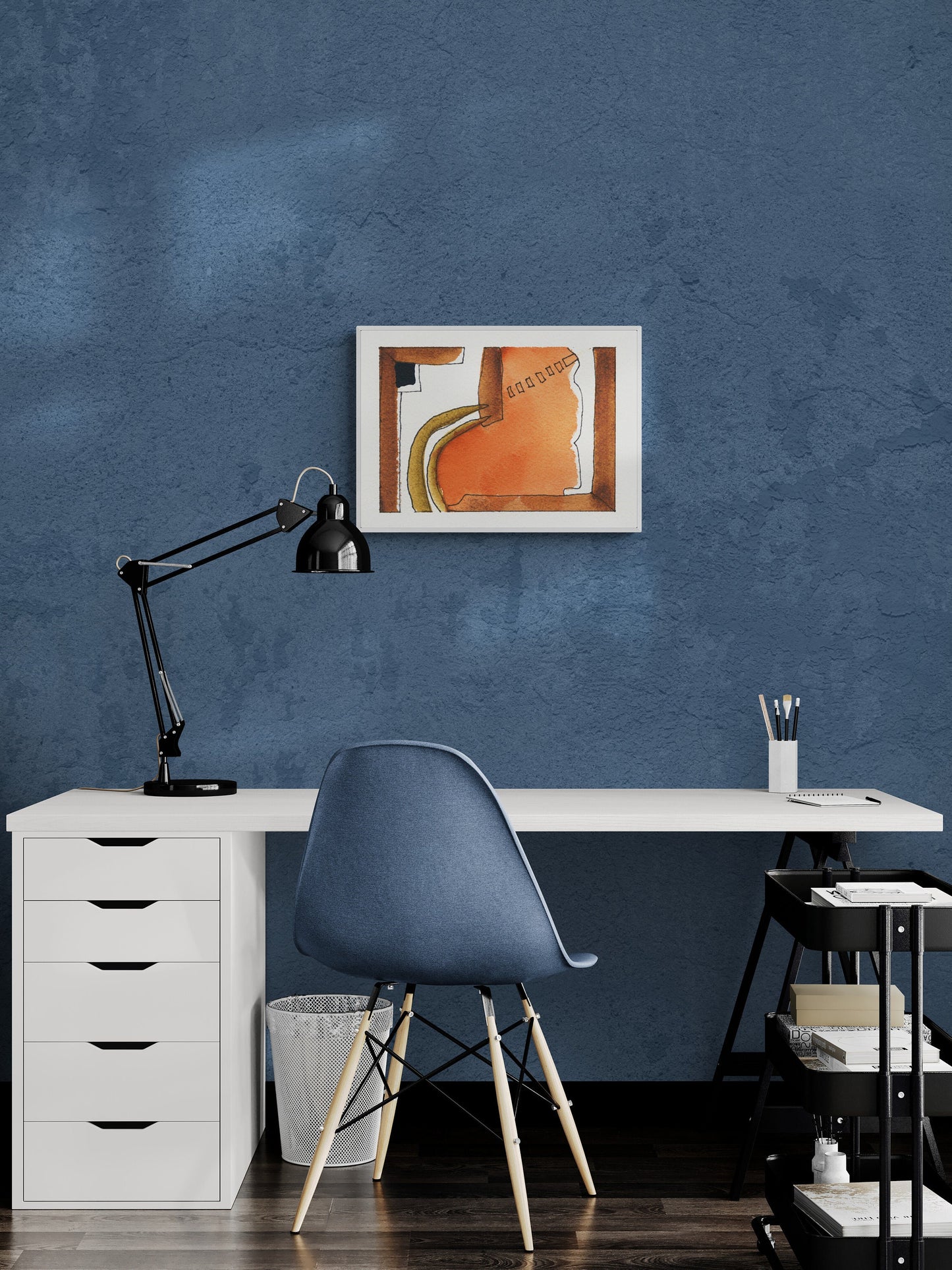 Abstract heart, mended heart, broken heart art work wall art, orange and brown abstract watercolor fine art horizontal art print