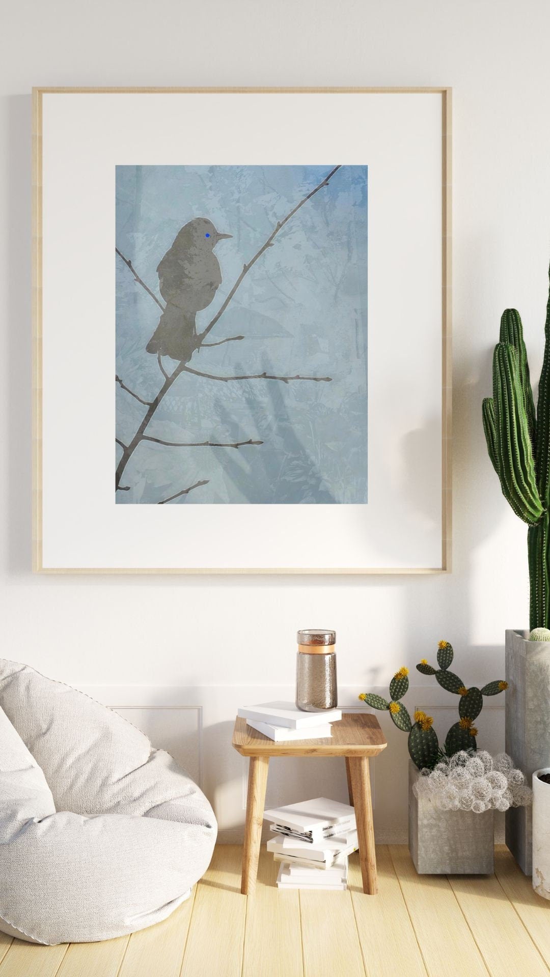 Winter solstice bird, blues, surrealism, surrealistic art, fantasy art, bird art, surreal photography, surrealist wall art, bird wall art