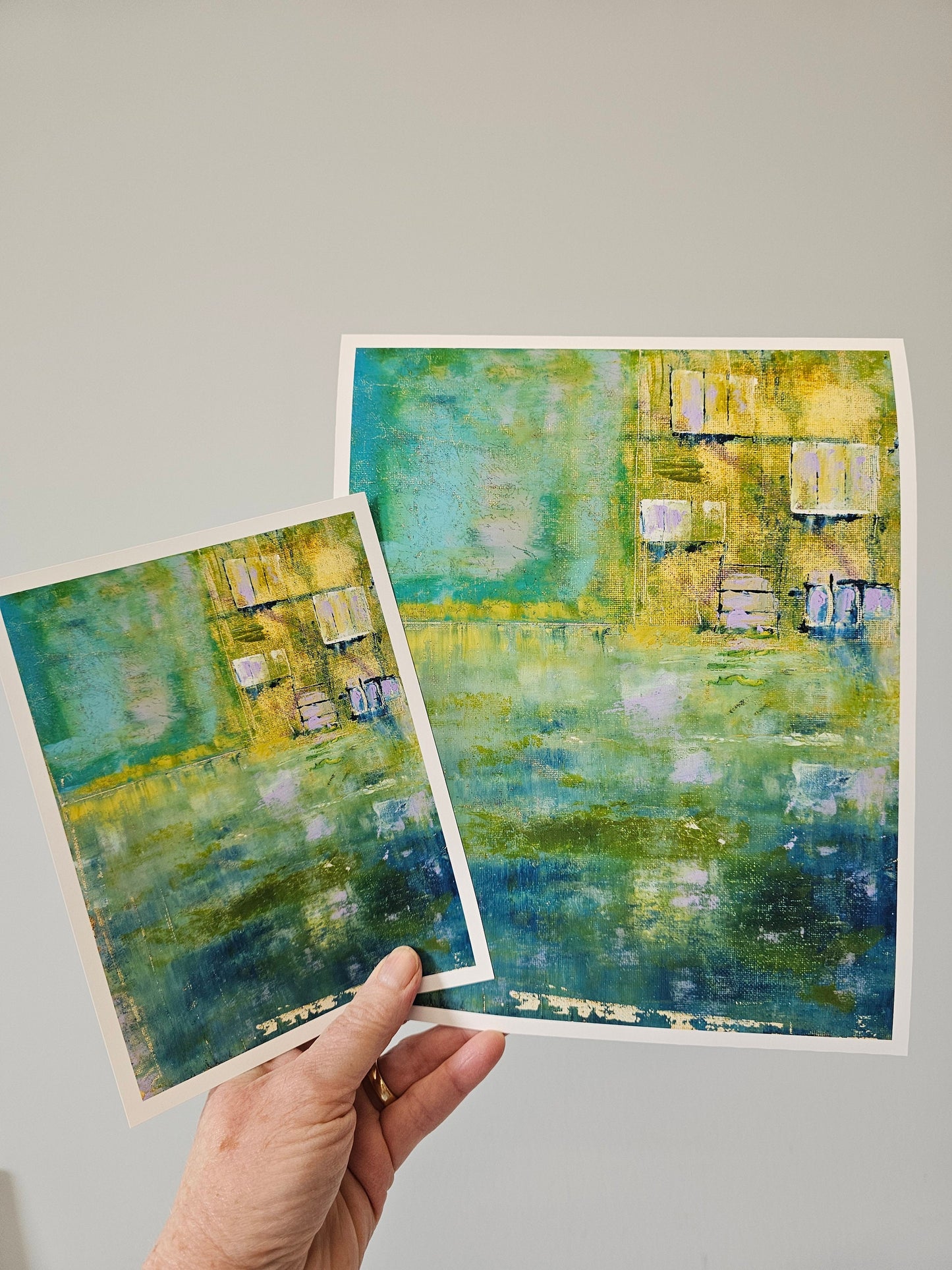 Urban Renewal abstract vertical art print, in yellow and green wall art for your home or office