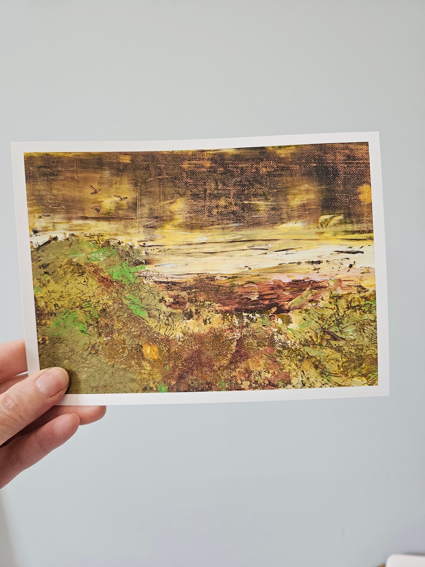 Vista prehistoric looking landscape with birds, horizontal wall art