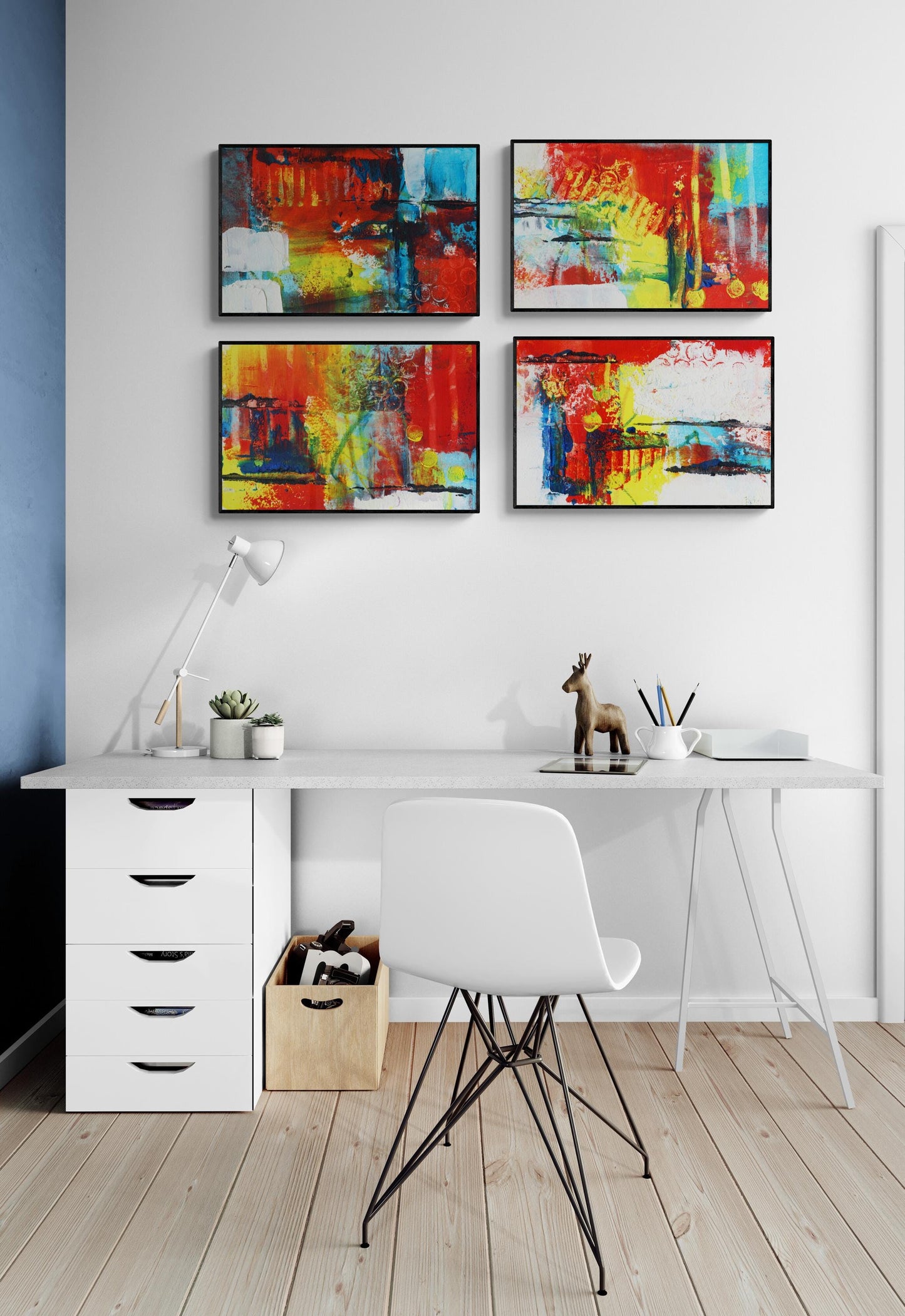 Abstract Wall Art, Red, Yellow, Blue, The El Train No 3, Abstract Wall Art, Bold Abstract Art, Modern Contemporary Art for Your Walls