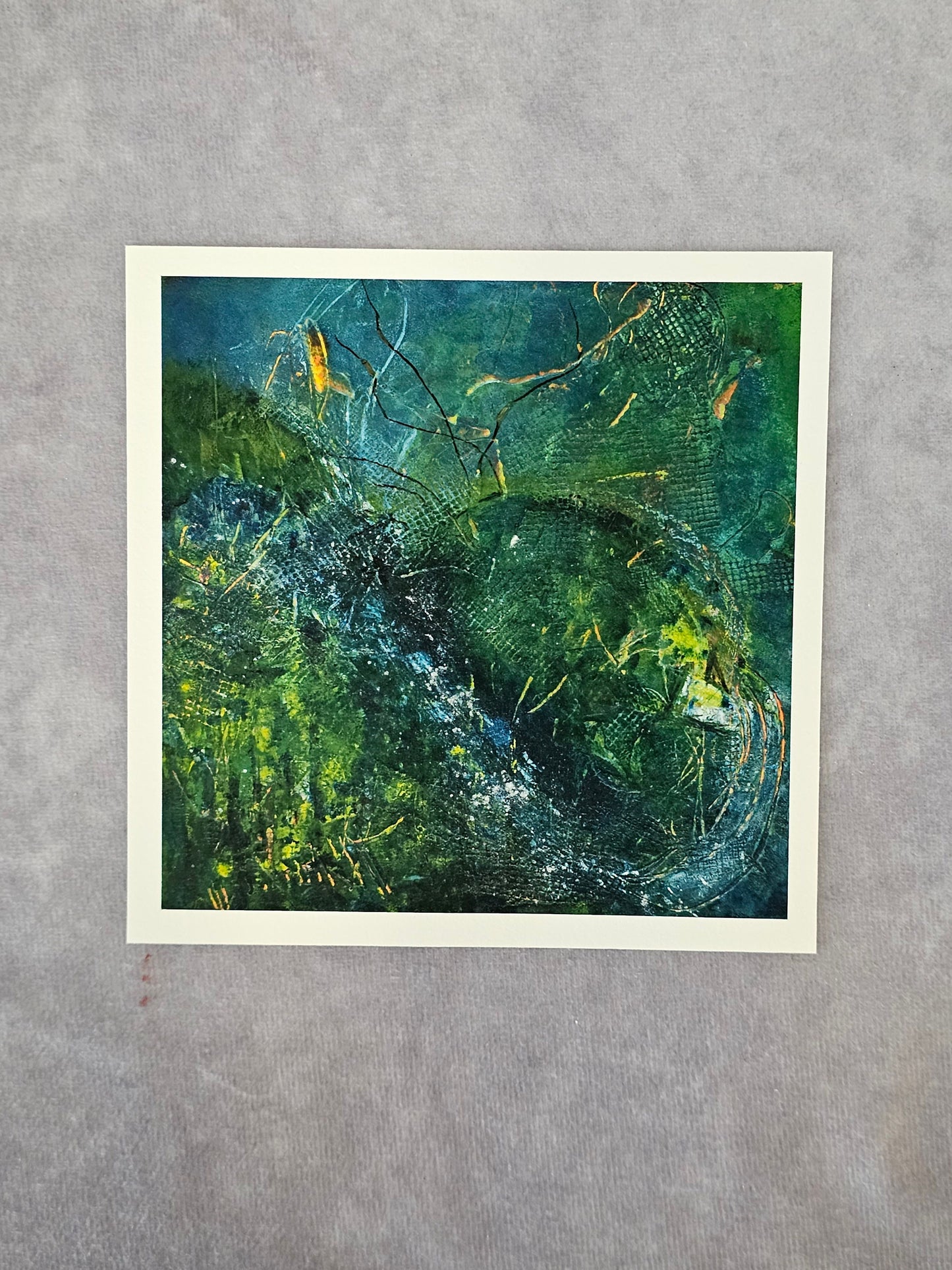 Abstract Blue Green Orbs Wall Art, Fantastical Square Art, Undersea Wall Art, Abstract Marine Art Print