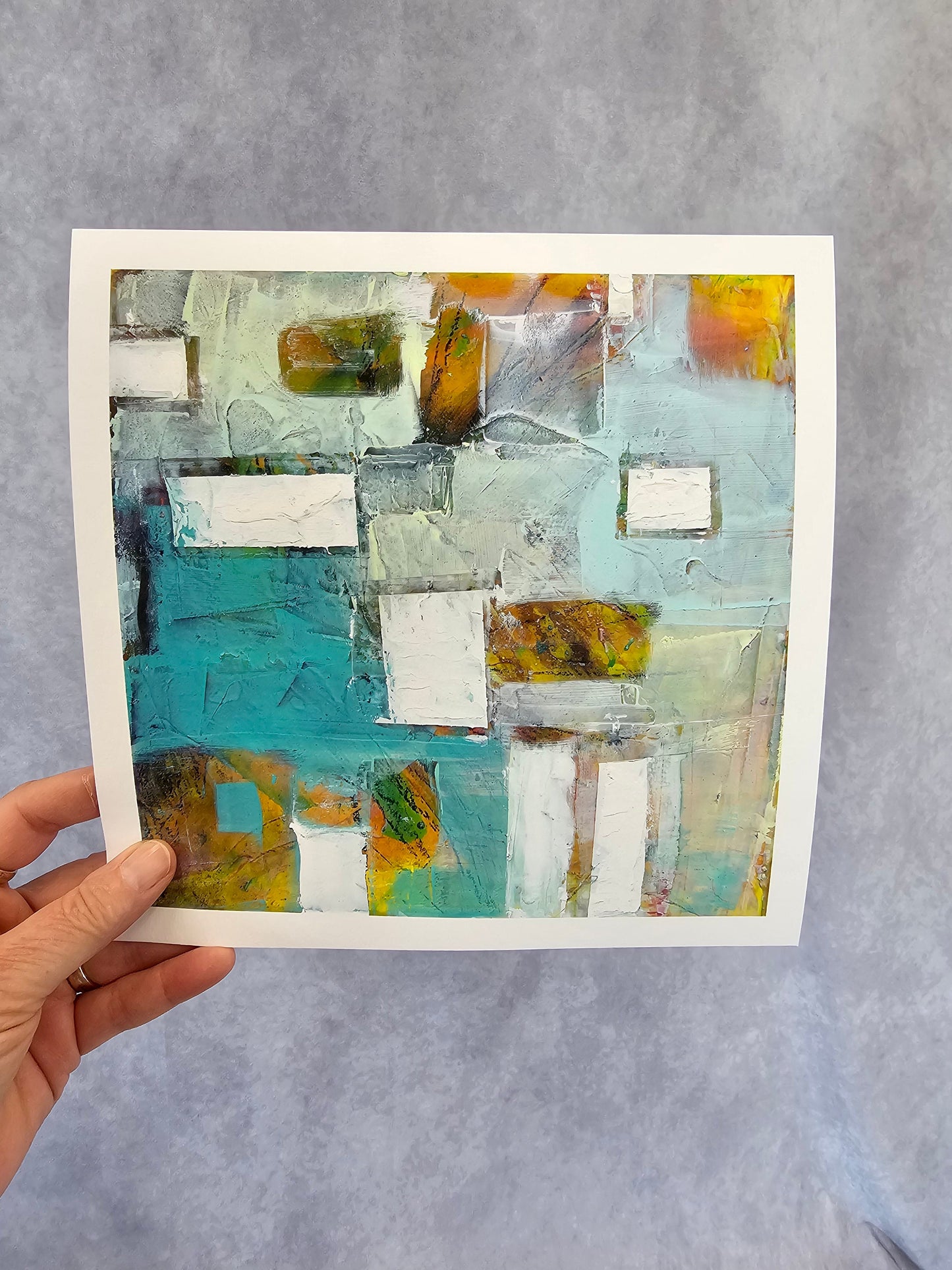 Abstract Fine Art Print, Abstract Wall Art, Blue Wall Art, Geometric Print, Turquoise White Art, Square Art Print, Contemporary Art