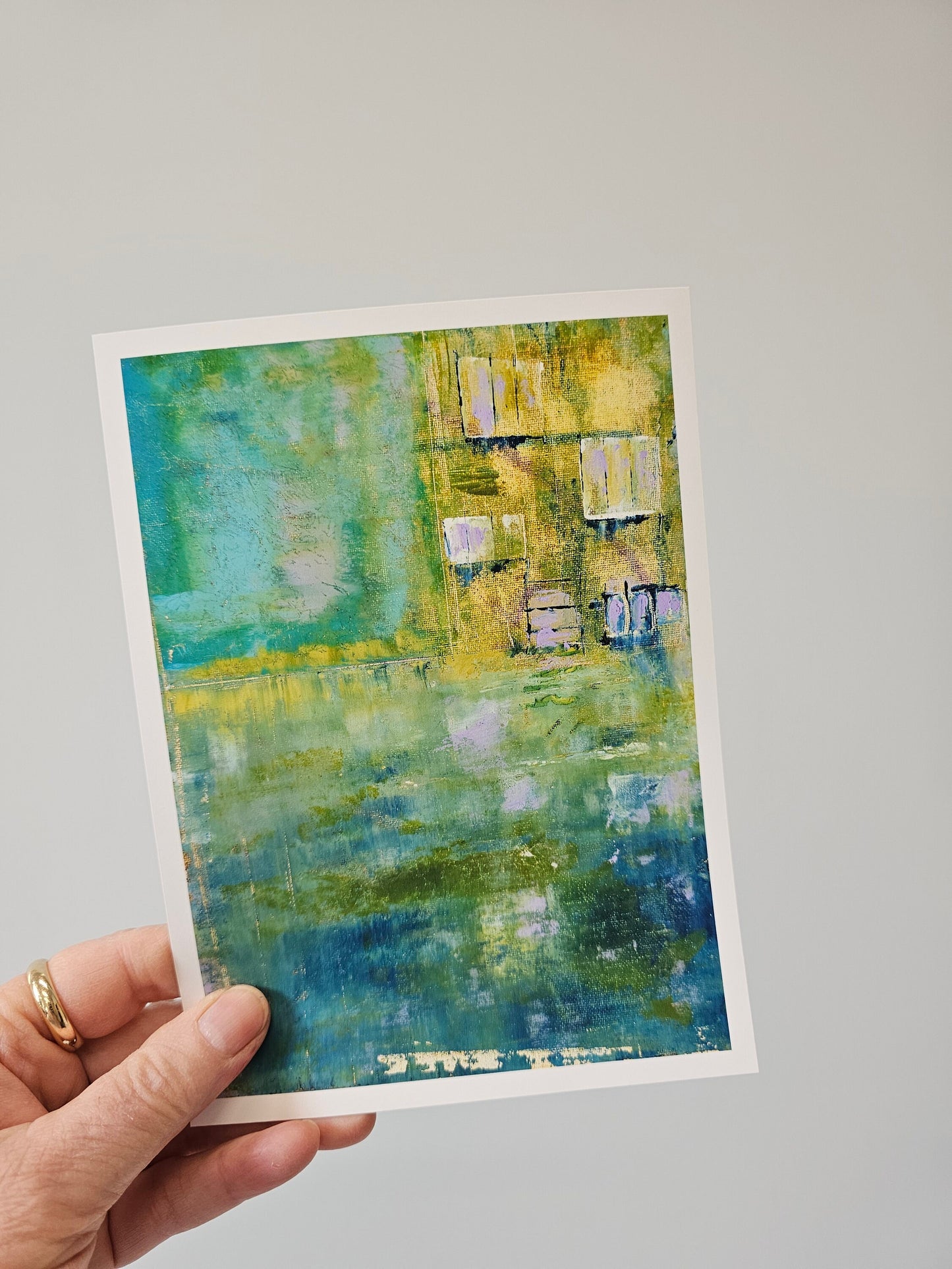 Urban Renewal abstract vertical art print, in yellow and green wall art for your home or office