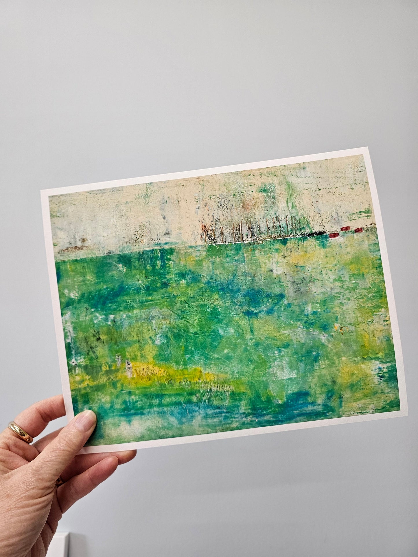 Abundance Abstract Landscape Art Print, Green Art, Horizontal Painting Print